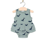Baby Spring and Summer Skirted Bodysuit- Blue Whales