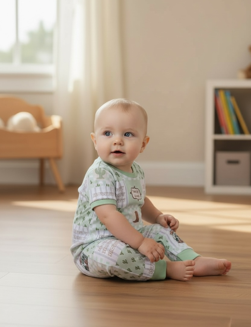 Howdy Patchwork Baby Romper