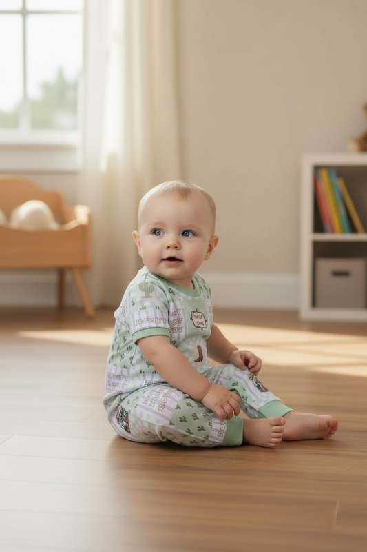 Howdy Patchwork Baby Romper