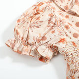 Brown Floral Smocked Dress and Bloomer Set
