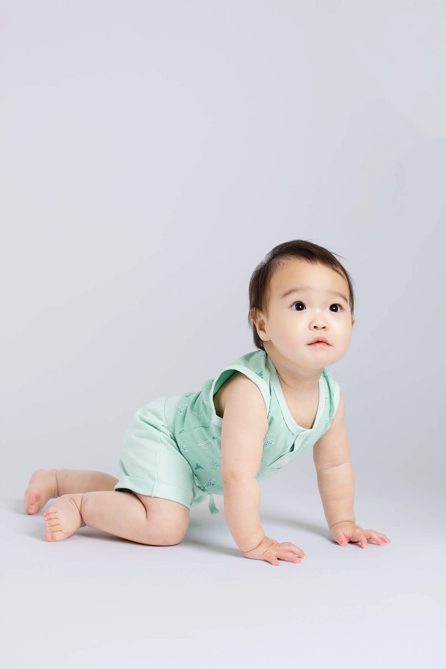 Henley Shortie Set & Bodysuit Green Cactus
