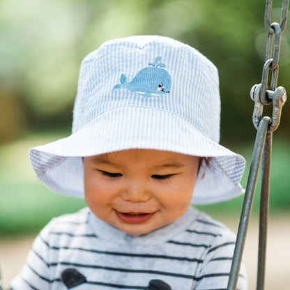 Whale Blue Seersucker Bucket Hat Baby & Toddler