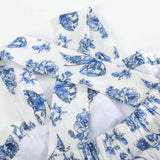 Blue Floral and Bow Print Layered Sundress