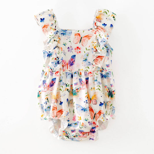 Butterfly Garden Ruffle Infant Romper