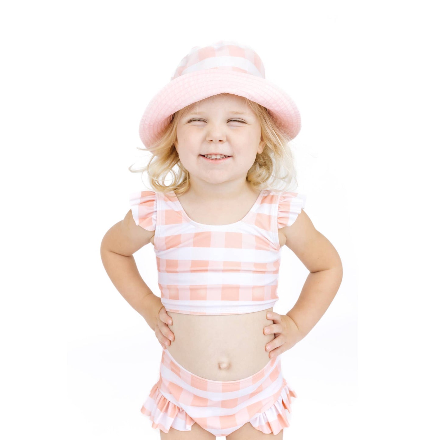 Pink Gingham Reversible Bucket Hat