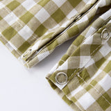 Green Plaid Fish Embroidered Smocked Baby Boy Romper