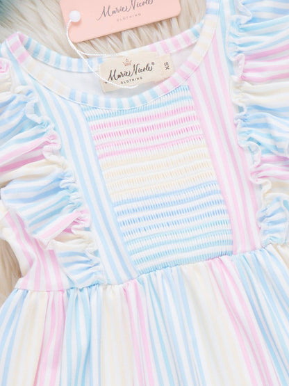 Sunshine Sway Striped Ruffle Dress