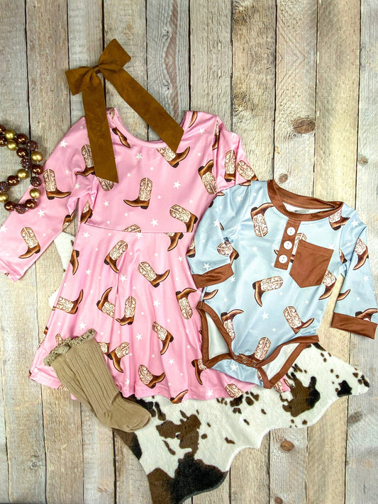 Cowboy Boots Infant Romper: Fall 2025 Western Baby Clothes