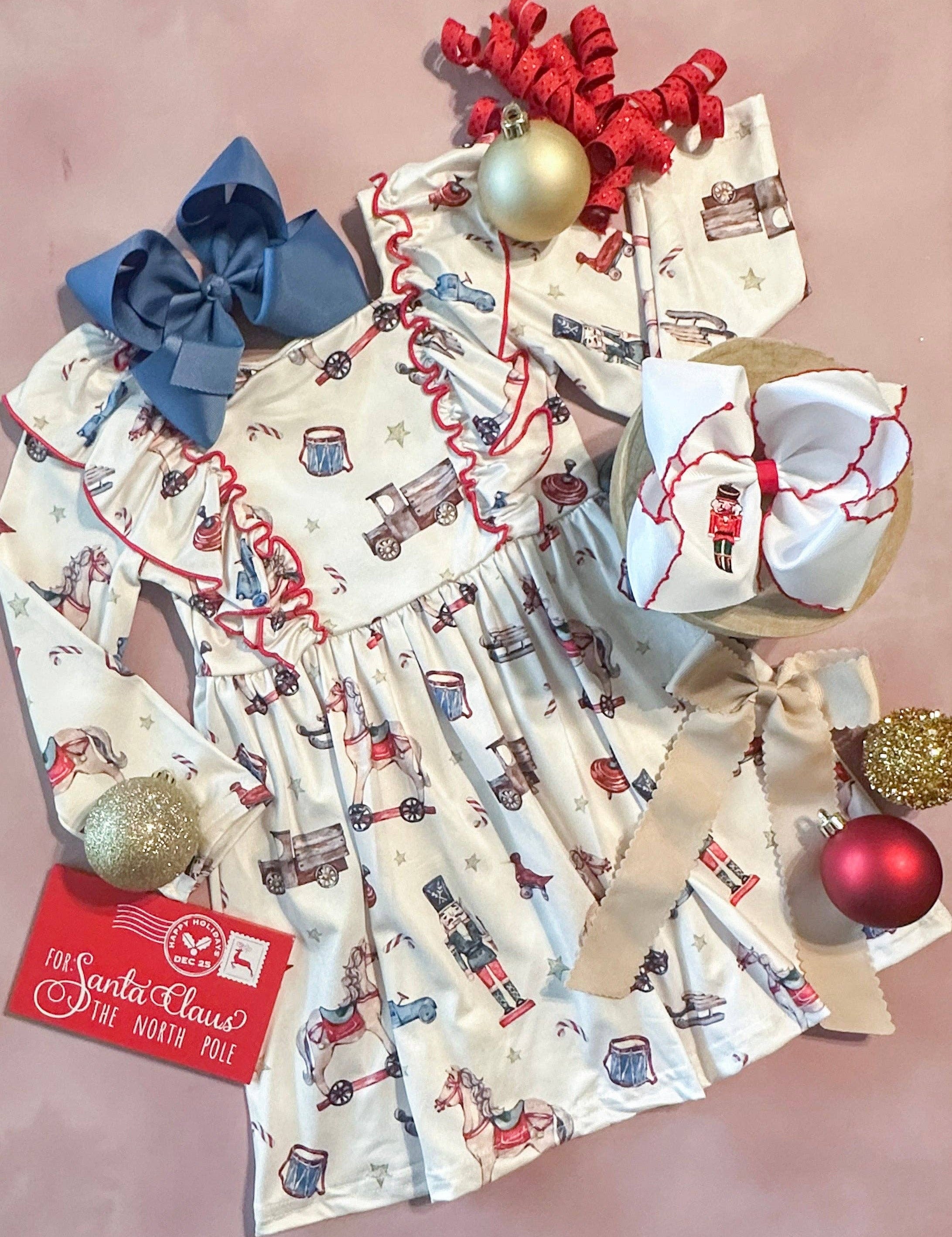 A Very Vintage Christmas Ruffled Dress 2T