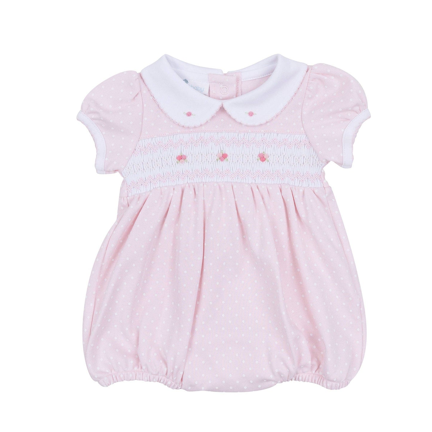 Mia's Classics Smocked Short Sleeve Bubble - Pink
