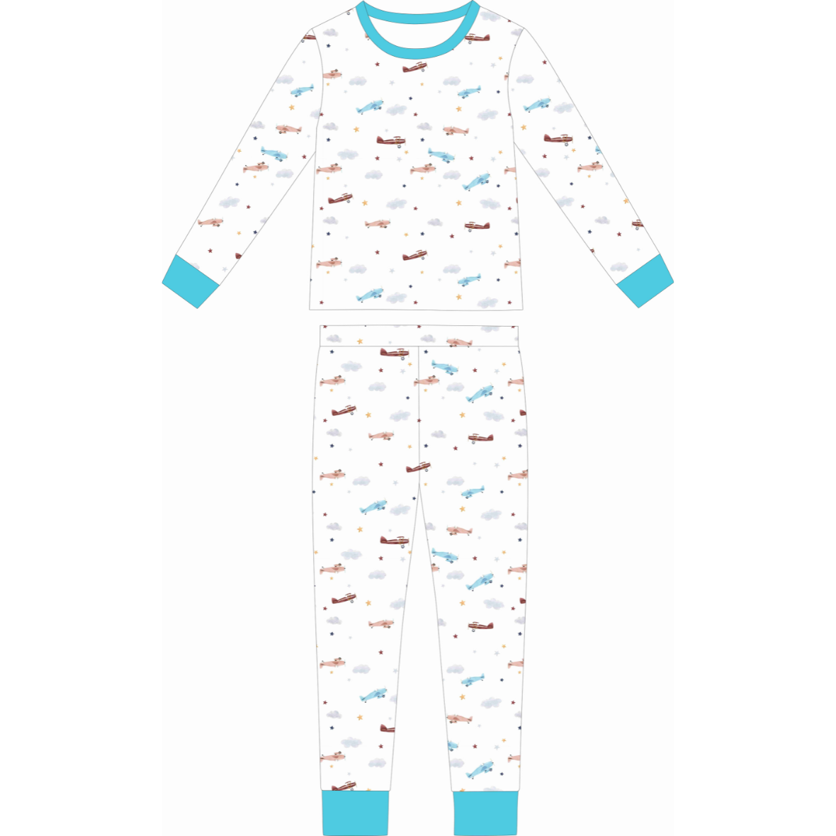 Vintage Airplanes Two Piece Bamboo Sleeper Set
