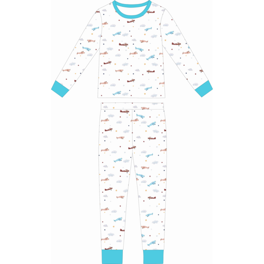 Vintage Airplanes Two Piece Bamboo Sleeper Set