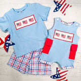 American Flag Smocked Infant Romper