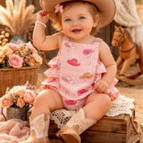 Western Pink / Muslin Ruffle Sunsuit