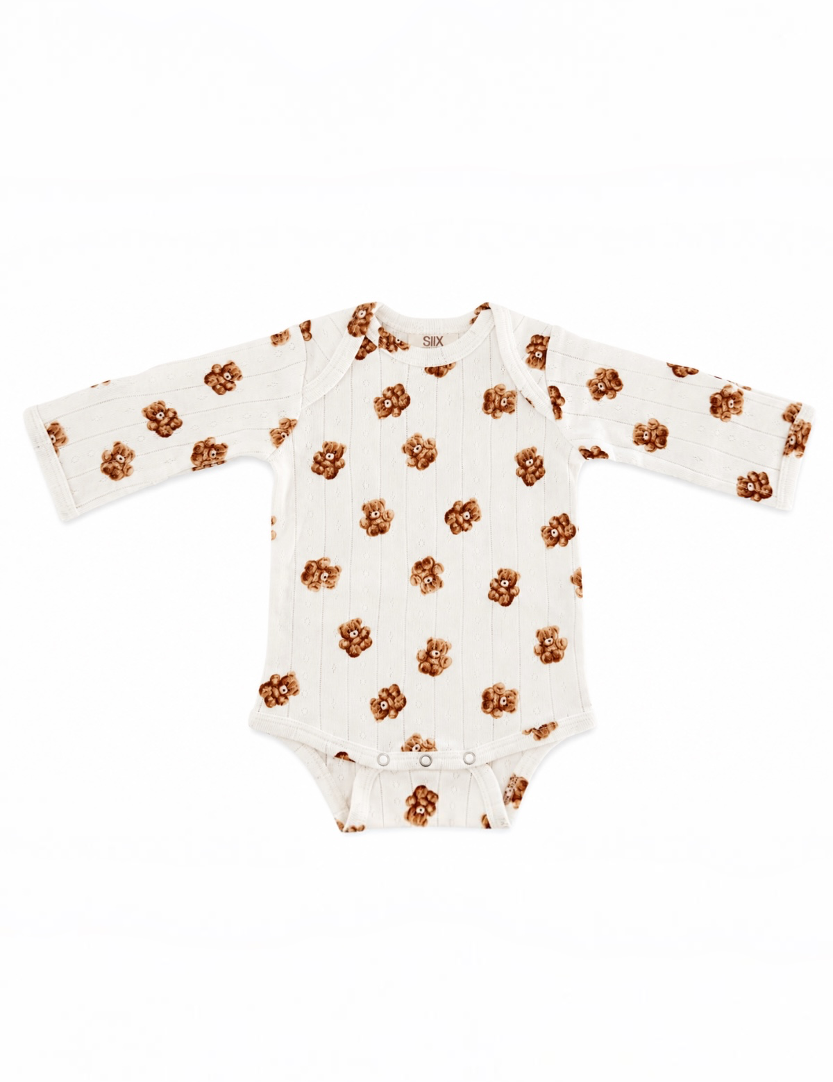 Teddy Bear / Organic Pointelle Long Sleeve Bodysuit