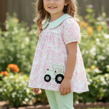 Tractor applique tunic & dusty green leggings