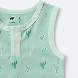 Henley Shortie Set & Bodysuit Green Cactus