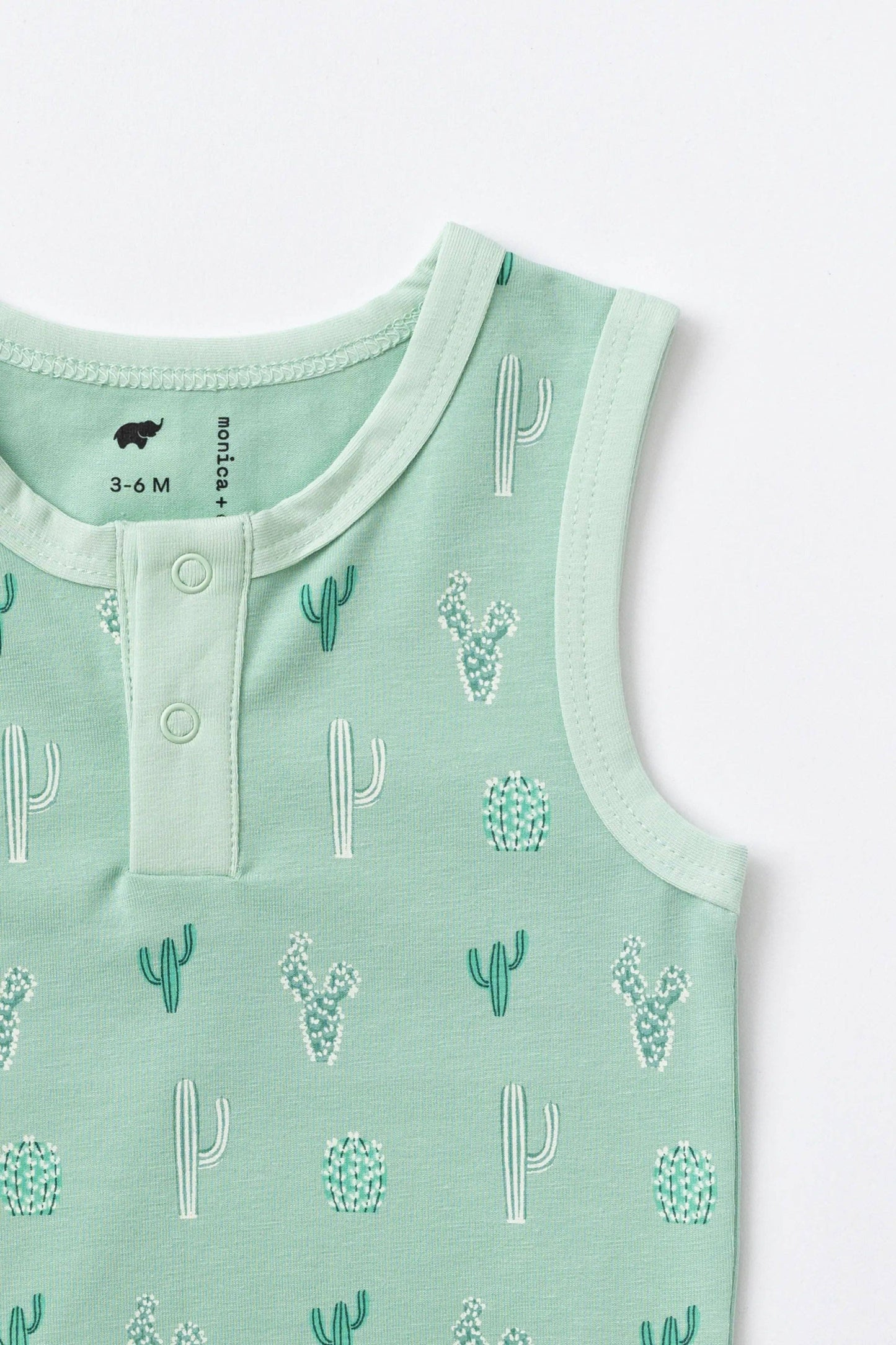 Henley Shortie Set & Bodysuit Green Cactus
