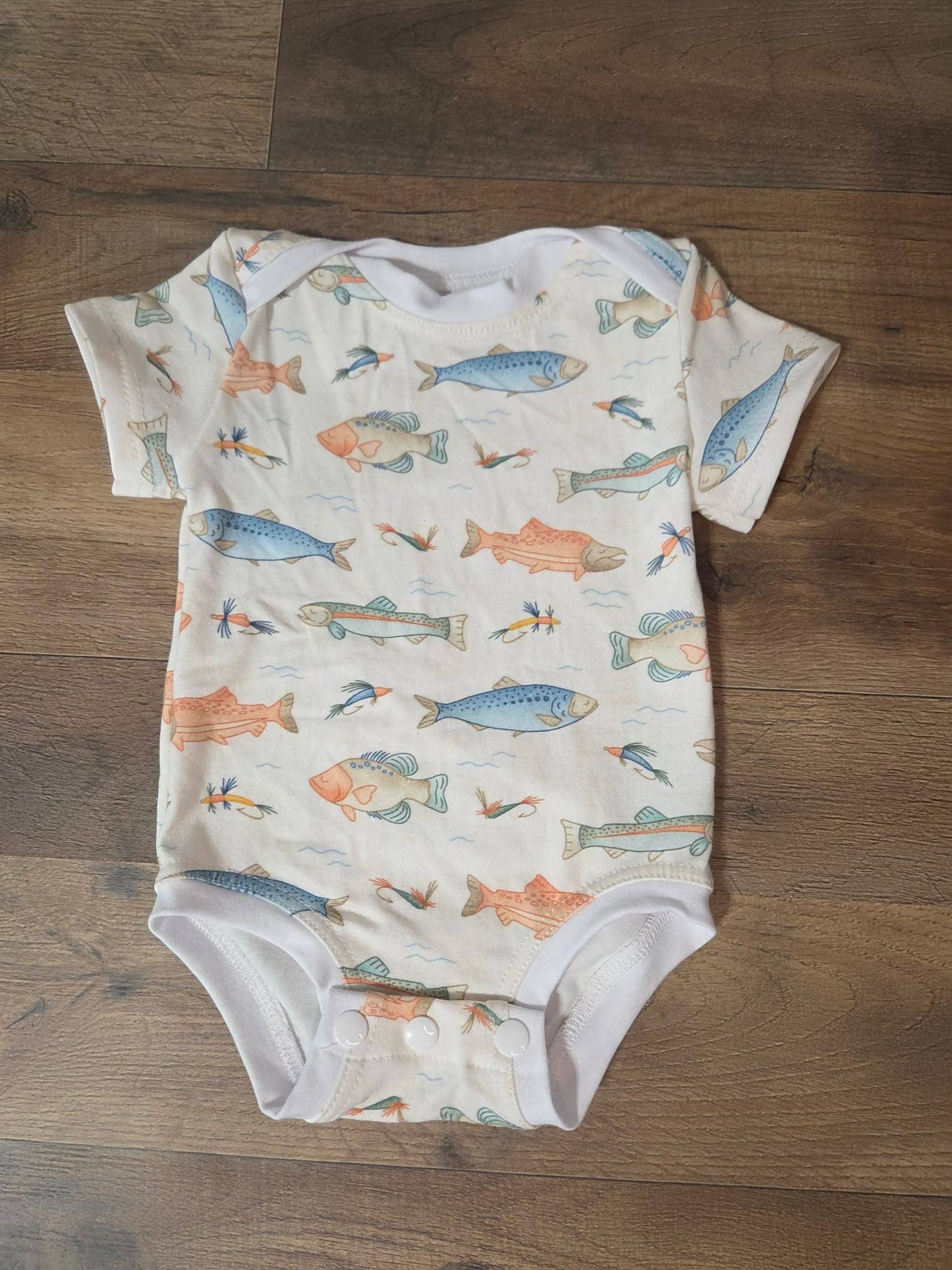 Handmade Vintage Fishing Baby Bodysuit