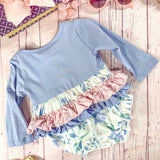 Purple & Pink Floral Ruffles Infant Romper