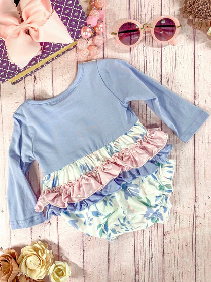 Purple & Pink Floral Ruffles Infant Romper