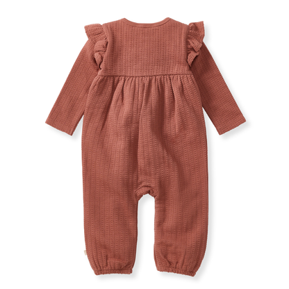 Rust Dottie Ruffle Infant Jumpsuit