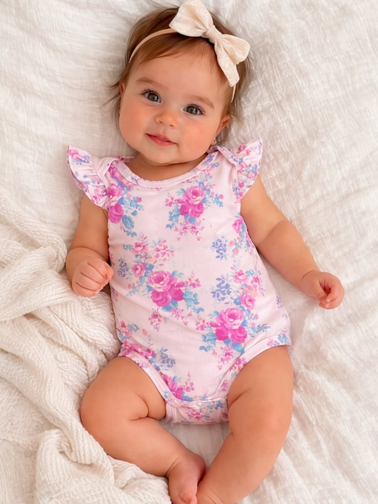 Ruffle Sleeve Bodysuit, Garden Secrets