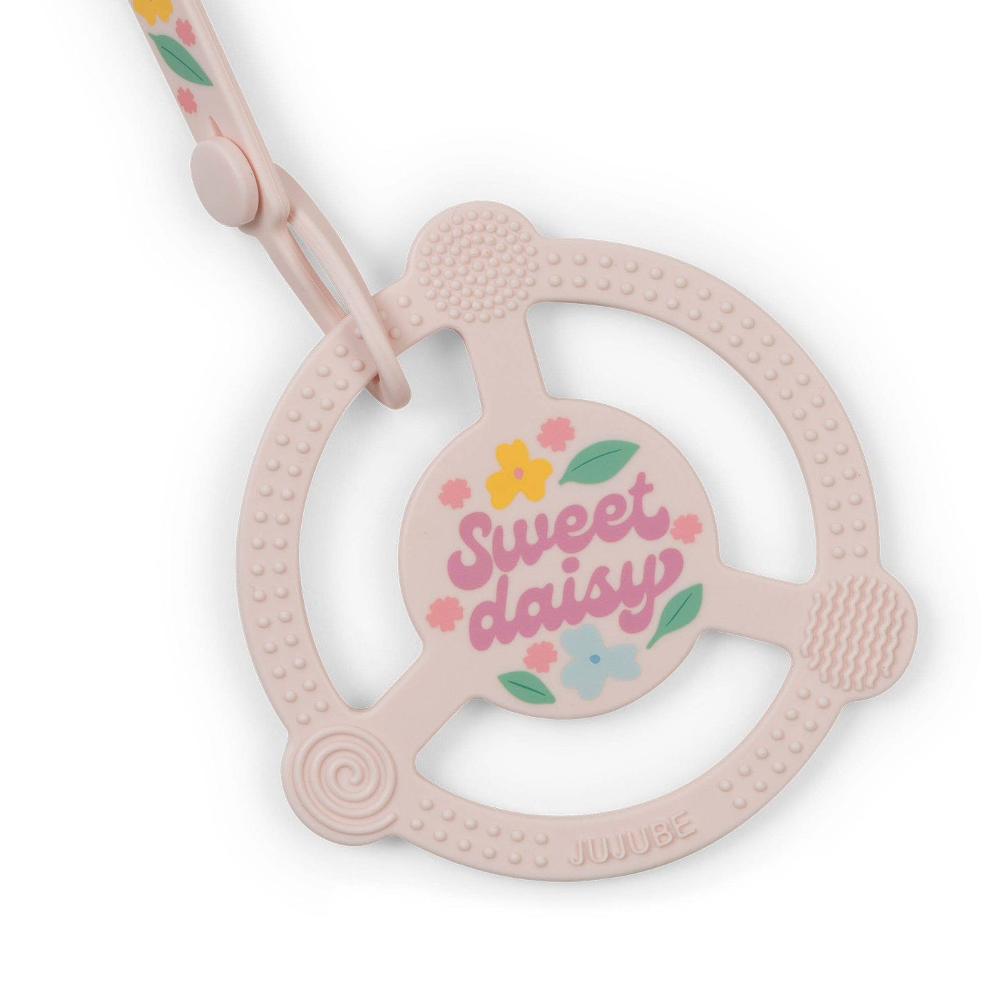 Silicone Teether Ring with Detachable Clip Sweet Daisy