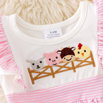 Farm Animal Embroidered Ruffle Bodysuit