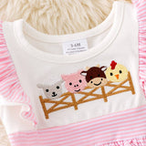 Farm Animal Embroidered Ruffle Bodysuit