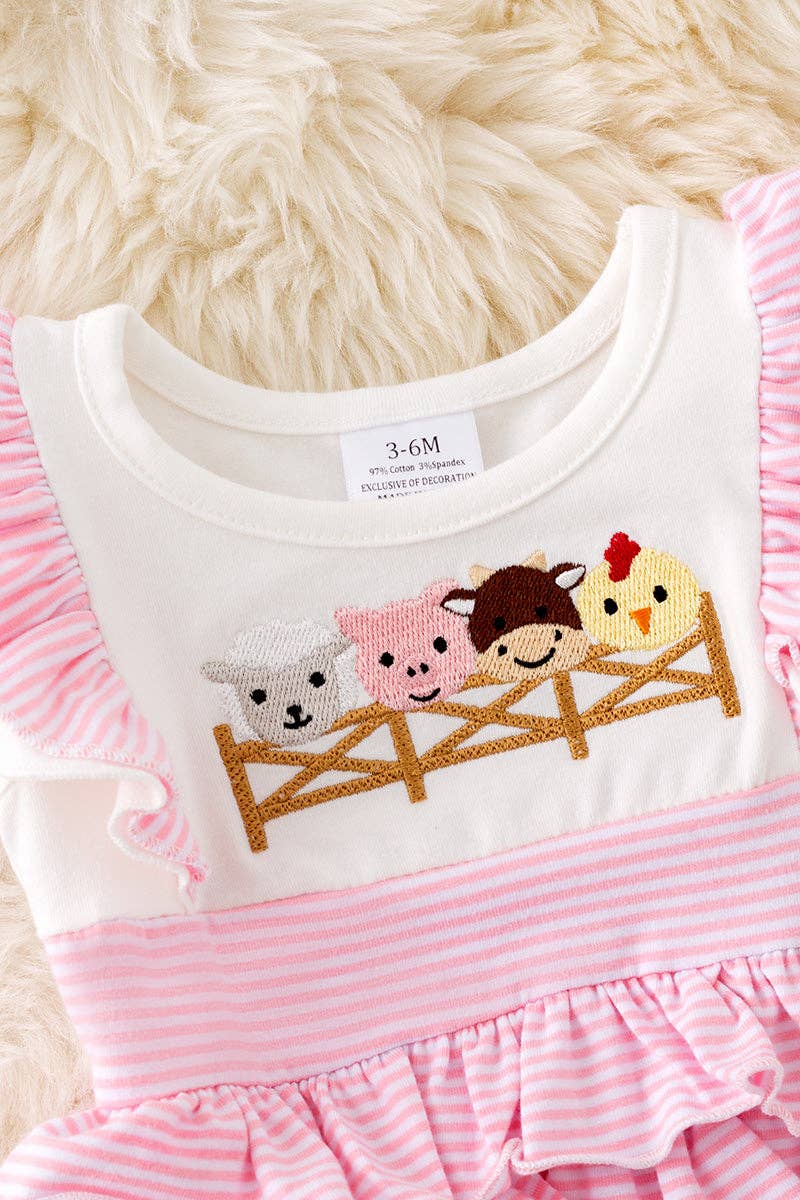 Farm Animal Embroidered Ruffle Bodysuit