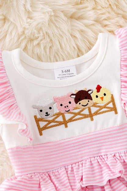 Farm Animal Embroidered Ruffle Bodysuit