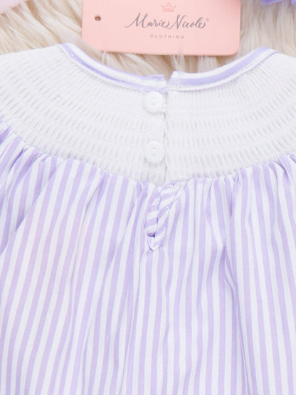 Tulip Smocked Striped Bloomers Outfit