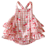 Gingham Cherries / Muslin Ruffle Sunsuit