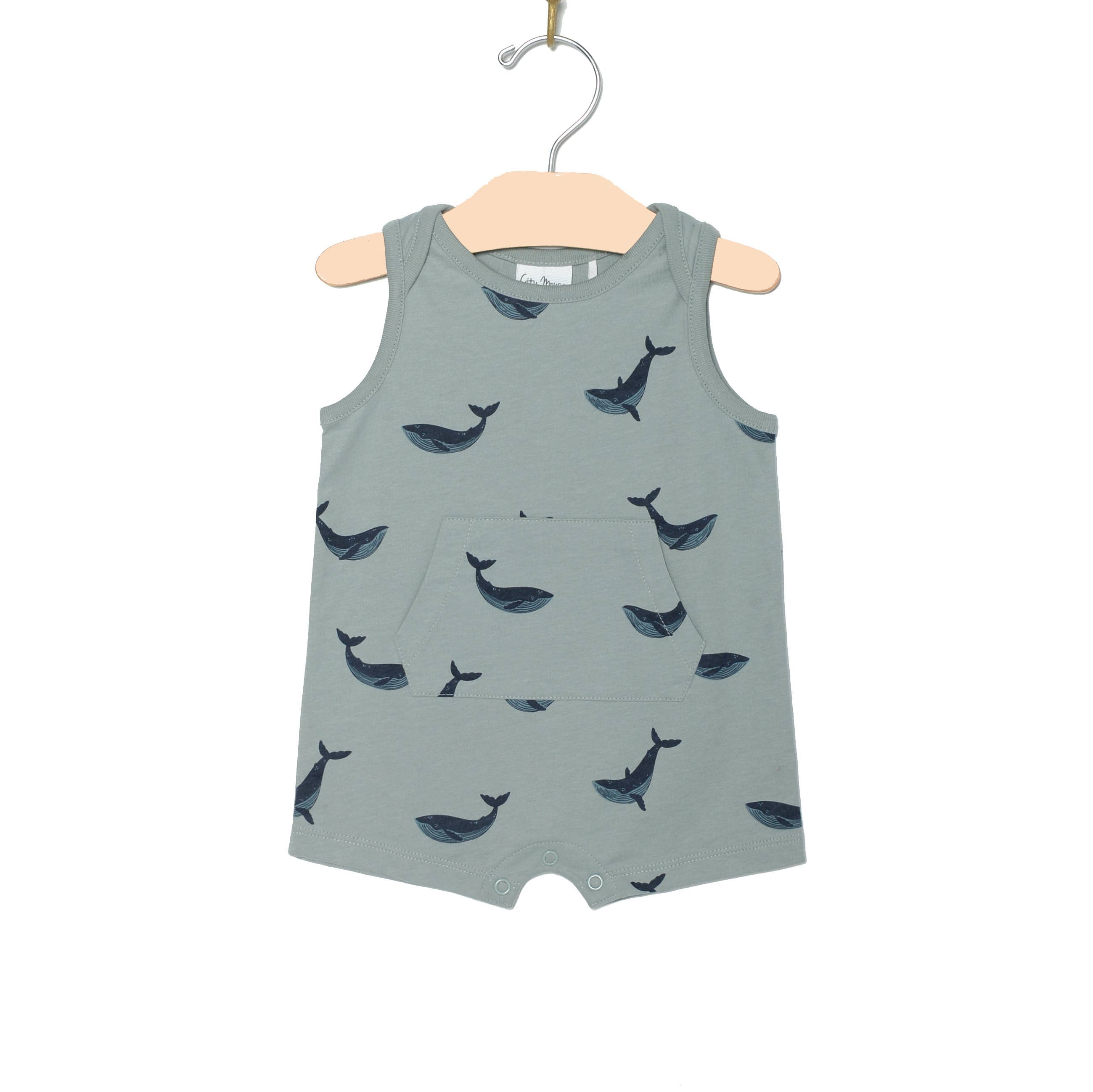 Blue Whale | Kangaroo Pocket Tank Romper