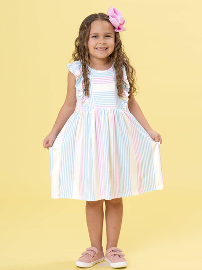 Sunshine Sway Striped Ruffle Dress