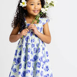Flutter Sleeve Dress | Iris Purple Hydrangeas