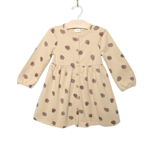 Button Down Dress- Pinecones