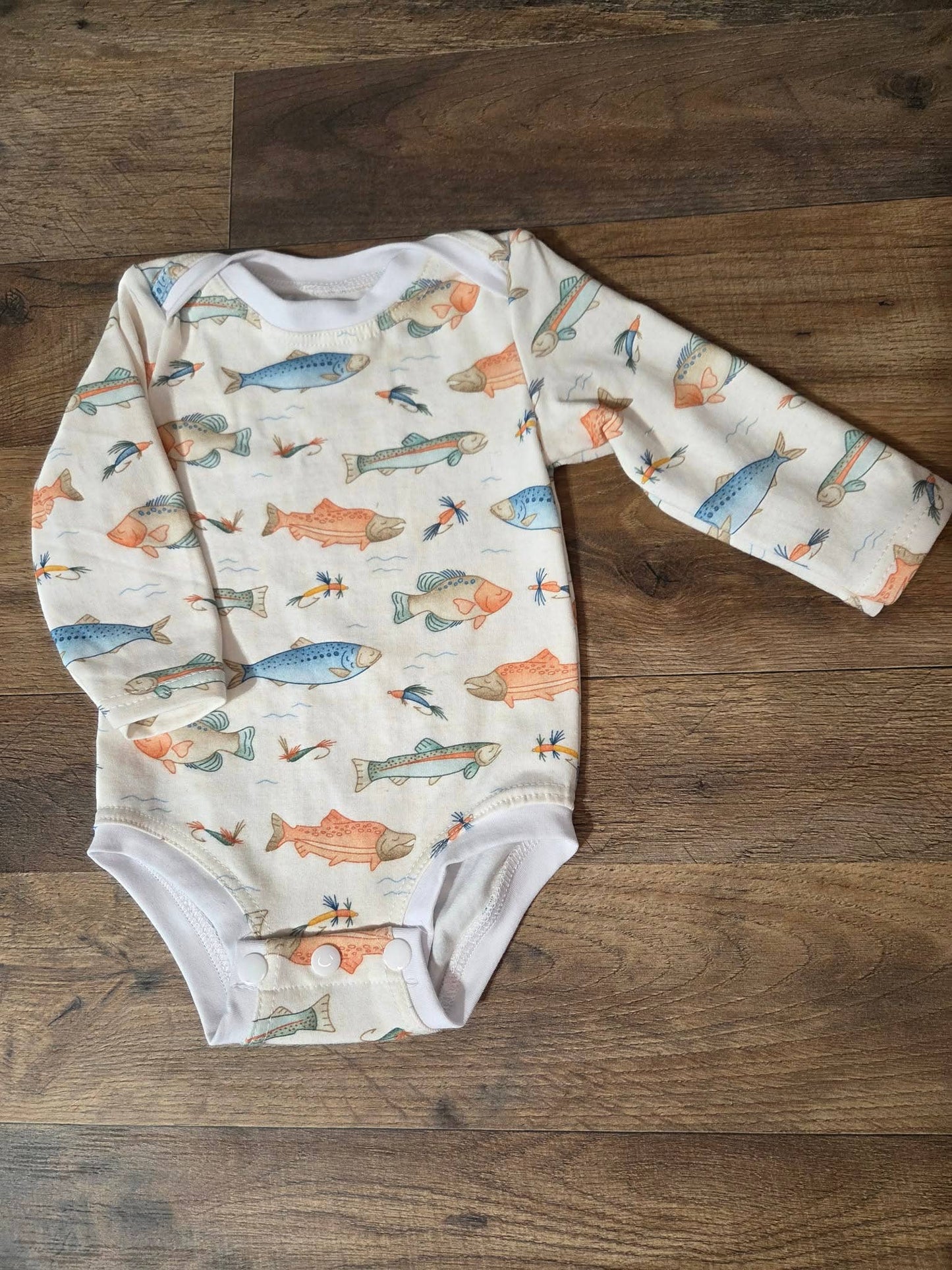 Handmade Vintage Fishing Baby Bodysuit