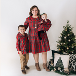 Christmas Red Tartan Plaid Button Up Shirt - Boy's