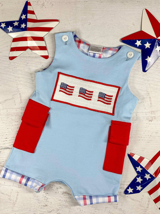 American Flag Smocked Infant Romper