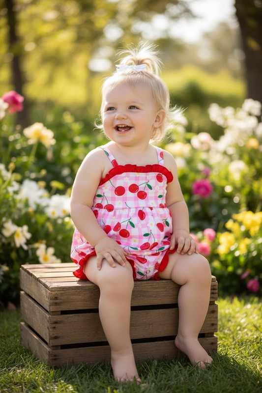 Cherry & Gingham Romper
