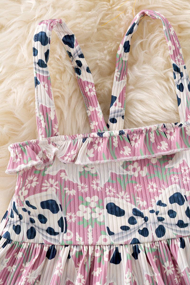 Cow Print & Coquette Ruffle Dress