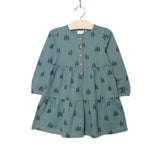 Tiered Henley Dress- Twilight Forest