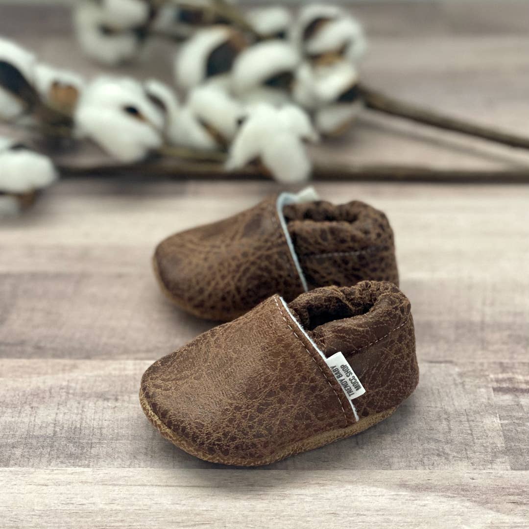 Chocolate Suede Moccasins 0-3 Months