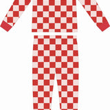 Red Checkered Two Piece Bamboo Sleeper Set