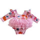 Long Sleeve Tutu Bodysuit, Pumpkin Spice Latte Pink