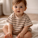 Tan/Black Stripe / Ribbed T-Shirt Bubble