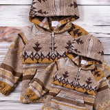Teal/Brown aztec printed pullover