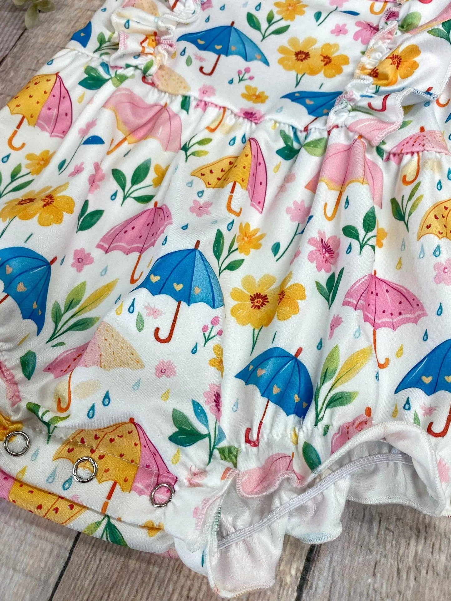 Umbrella Print Ruffle Infant Romper